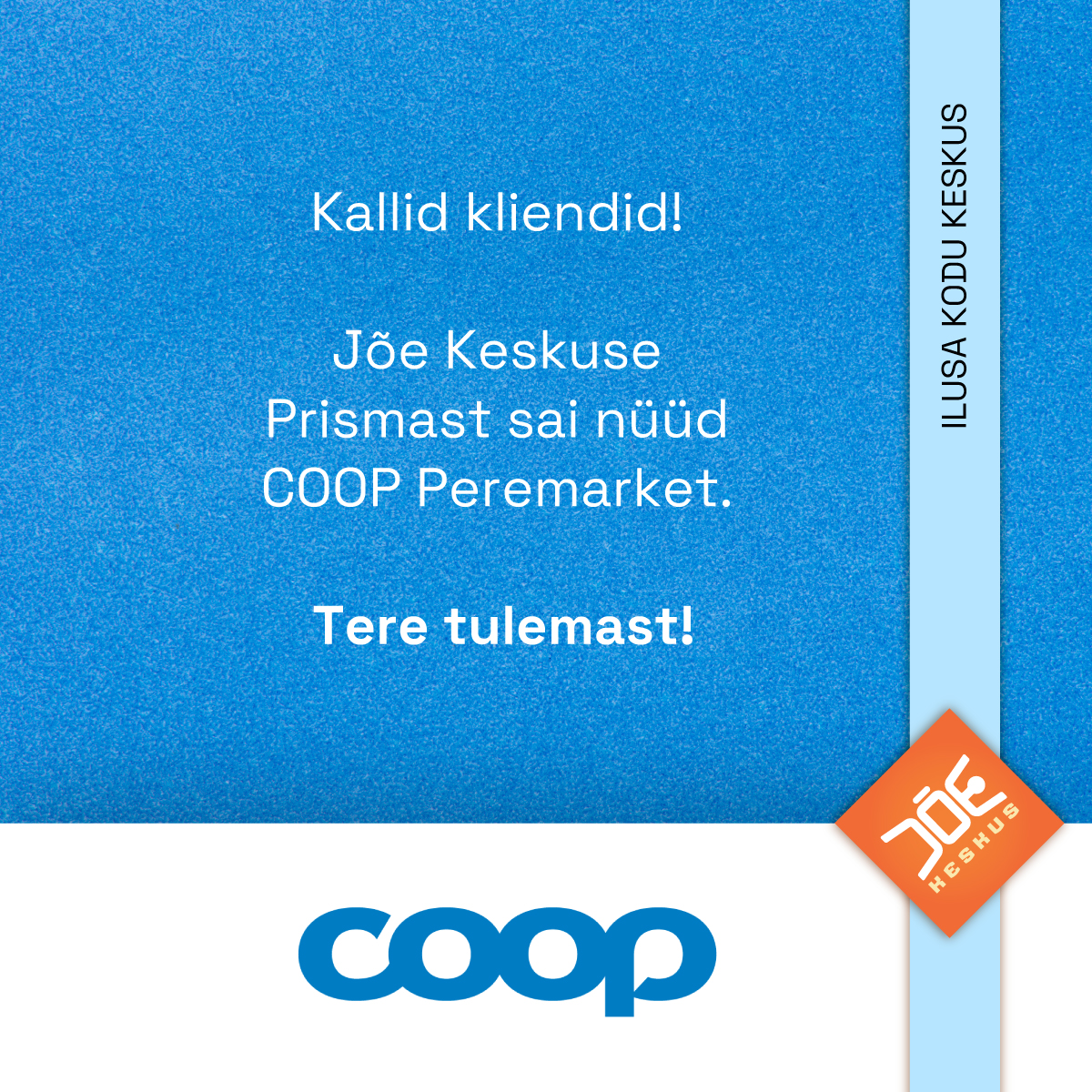 Jõe Keskuse Prisma jätkab nüüd COOP Peremarketina. Oleme ...
The post Jõe Keskuse Prisma jätkab nüüd COOP Peremarketina appeared first on Jõekeskus.
